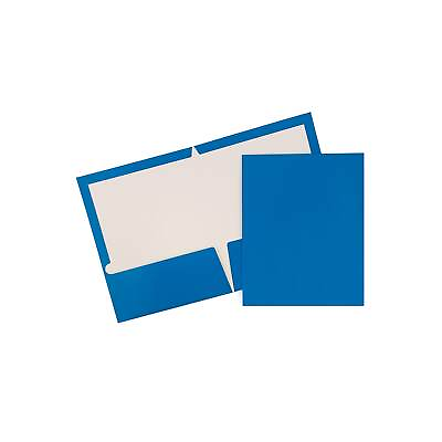 #ad JAM Paper Laminated Two Pocket Glossy Presentation Folders Royal Blue AMP00334D $16.06