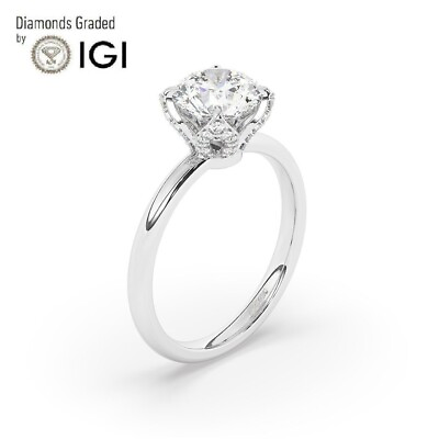 #ad D VS1 1.30 Ct Solitaire Lab Grown Round Diamond Engagement Ring 950 Platinum $1183.70