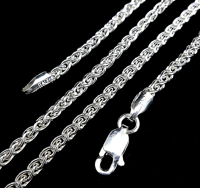 #ad 2.5MM Solid 925 Sterling Silver Italian SPIGA WHEAT Rope CHAIN Necklace Italy $15.16