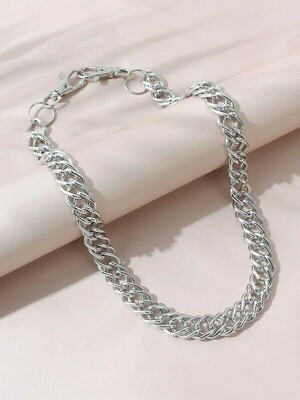 #ad NEW Silver Fashion Simple Chain Link Necklace $4.19