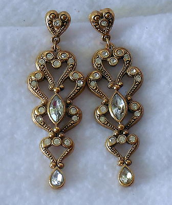 #ad Avon crystal Chandelier Earrings gold tone $29.99
