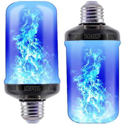 #ad 2PCS Blue LED Flame Bulbs E26 Base 4 Modes Energy Saving Christmas Outdoor Bulb $15.49