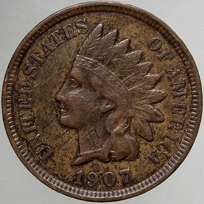 #ad 1907 P Indian Head Penny G VG $3.15