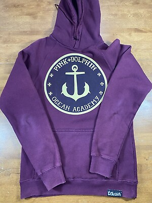 #ad Pink Dolphin Ocean Academy Surf Sweatshirt Hooded Pullover Mens Small 17pit2pit $14.00