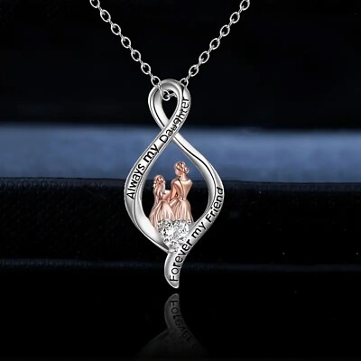 #ad 925 Sterling Silver Mother Daughter Love You Forever New Fashion Charms Necklace $15.74