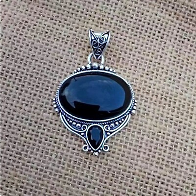 #ad Black Onyx Gemstone Pendant 925 Sterling Silver Handmade Necklace Pendant PBX7 $13.32