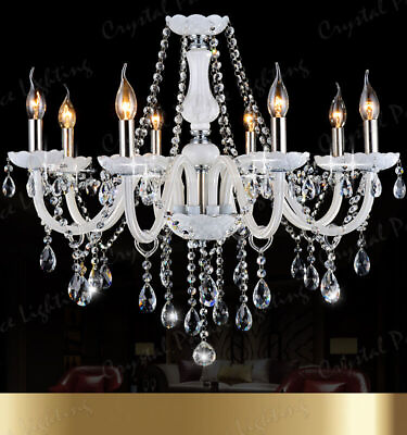 #ad Genuine K9 Crystal Chandelier WHITE 2 6 8 10 Arm Candle Clear Water Droplets $89.00
