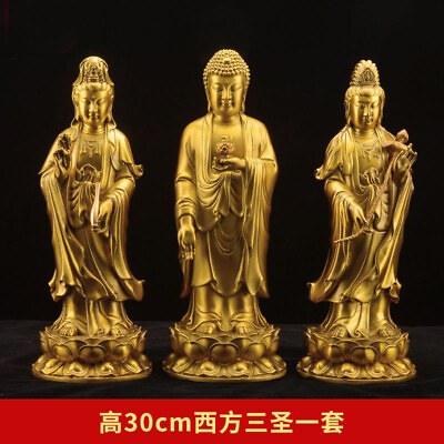 #ad 30cm 3pc The three Western Saints Western Trinity Buddha Statue bronze sets $202.01