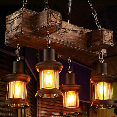 #ad LED Chandelier Pendant Lighting Fixture Wooden Ceiling Light Hanging Lamp Rustic $73.15