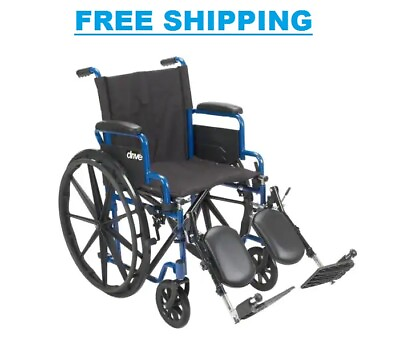 #ad 20 In. Blue Streak Wheelchair With Flip Back Desk Arms And Elevating Leg Rests $179.14