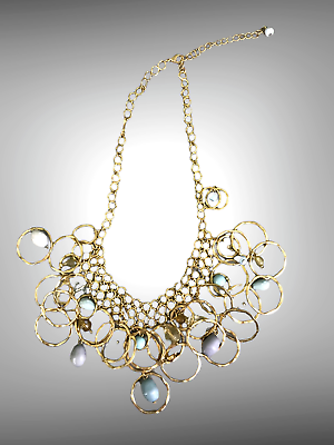 #ad Gold Tone Circles Choker Scarf Necklace Fashion Jewelry $6.00