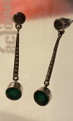 #ad Vintage NB Nicky Butler Chandelier Moonstone Green Dangle Post Earrings #220 $45.00