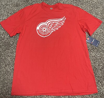 #ad NWT Fanatics Detroit Red Wings Adult XL Shirt Crewneck Short Sleeve Red Cotton $16.99