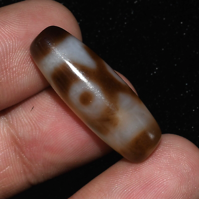 #ad Antique Old Tibetan Himalayan Banded Agate Dzi Eye Bead in Perfect Condition $40.00