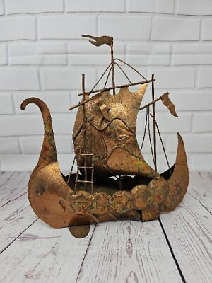 #ad Copper 3D Ship Boat 9 3 4” Tall $14.00