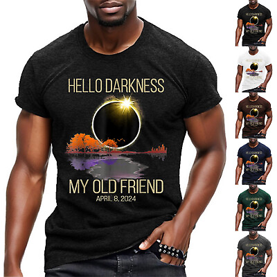 #ad Hello Darkness My Old Friend Solar Eclipse April 08 2024 Unisex T Shirt $14.99