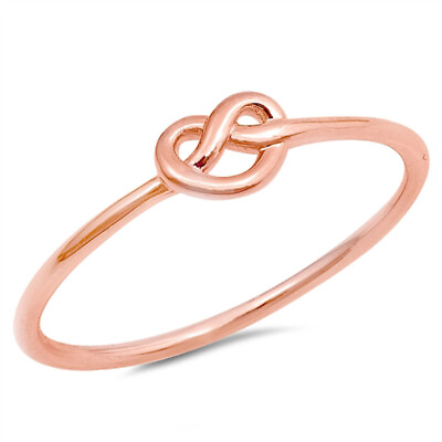 #ad Rose Gold Plated Infinity Heart Knot Ring .925 Sterling Silver Band Sizes 3 12 $11.19