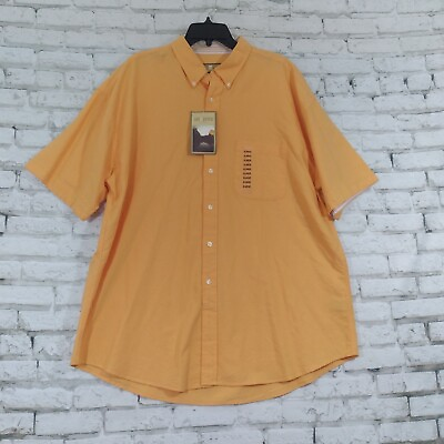#ad Sun River Shirt Mens XL Orange Short Sleeve Pocket Collared Cotton Button Up $12.79