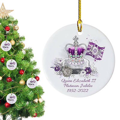 #ad Elizabeth Queen II Christmas Ornament Union Jack Flag Hanging Pendant Ornaments $7.98