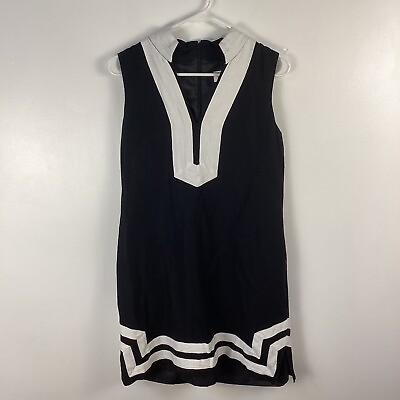 #ad Eliza J Sleeveless Mandarin Collar Mini Dress Black White Color Block S $19.00