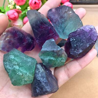 #ad 2× Natural Fluorite Stone Quartz Crystal Rough Healing Specimen Gemstone Gravel $1.51