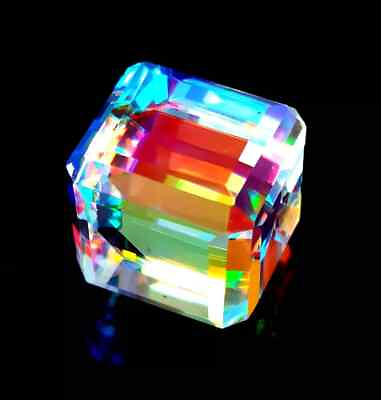 #ad 51 CT Natural Mystic Topaz Rainbow Color Cube Cut Certified Loose Gemstone $15.53