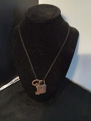 #ad Sweety Heart Black Suede Key and Lock design Hand Made Necklace 18quot; $12.00