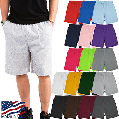 #ad Mens Fleece Sweat Shorts Brushed Lightweight Joggers Pants S 5XL Side Pockets $11.99
