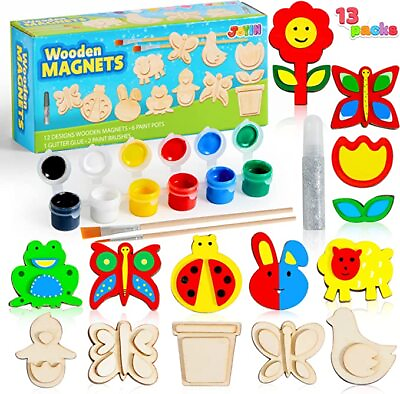 #ad Syncfun 13pcs Wooden Magnet Creativity Arts amp; Crafts Painting Kit for Kids Gift $16.99