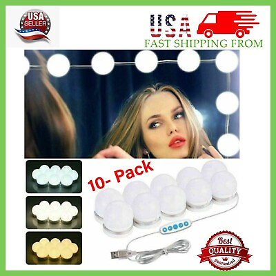 #ad New Make Up Mirror Lights 10 LED Kit Bulbs Vanity Light Dimmable Lamp Hollywood $10.95