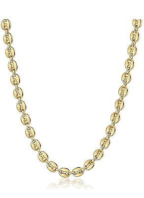 #ad 14K Gold Plated Sterling Silver 925 Puffed Mariner Link Chain Stacking Necklace $30.00