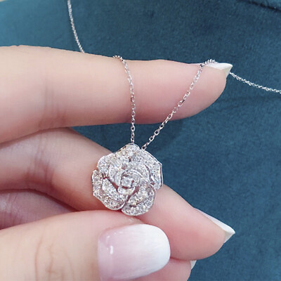 #ad Women Pretty Wedding Necklace Pendant 925 Silver Filled Cubic Zirconia Jewelry C $3.13