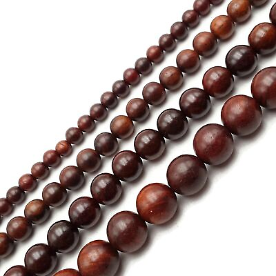 #ad Natural Red Rosewood Sandalwood Smooth Round Beads 6mm 8mm 10mm 12mm 15.5quot;Strand $7.49