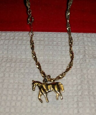 #ad 14KGP Chain Necklace with Handsome Horse Pendant SALE $17.99