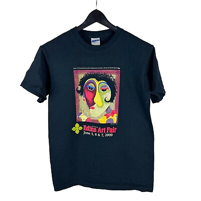 #ad Mens Y2K Edina Art Fair Abstract Colorful Artist Graphic Shirt Size S $19.99