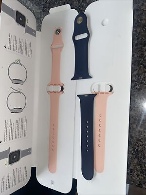 #ad 2 OEM Apple Watch Wristbands Bands Silicone 38mm Coral amp; 40mm Blue In Box $18.00