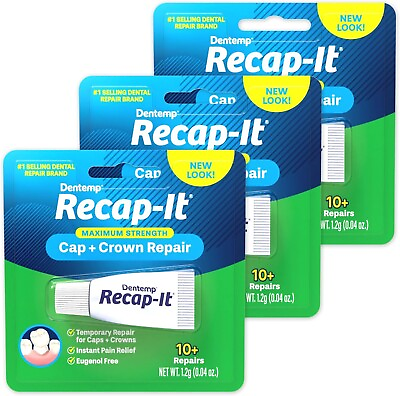 #ad Dentemp Recap It Cap and Crown Repair Dental Kit PACK OF 3 $13.99