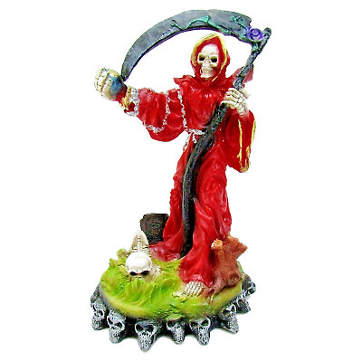#ad Santa Muerte Roja Curada 23 cm Holy Death Statue Handmade Fixed Red 9quot; $43.99