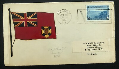 #ad 1942 Halifax Canada Patriotic Censored Cover Hand Painted Victory To USA $179.99