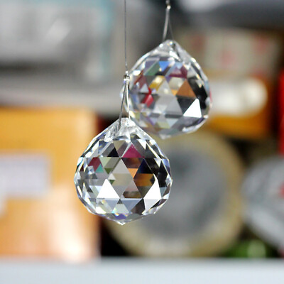 #ad #ad 5PC 30MM Fengshui Cut Prism Ball Crystal Hanging Suncatcher Chandelier Pendant $11.29