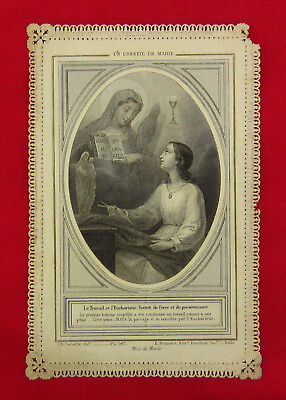 #ad Antique MARY Holy Card ADVICE FROM MARY WORK amp; EUCHARIST Catholic Prayer Card $14.39