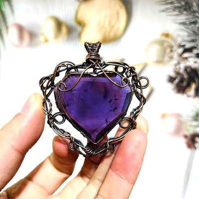 #ad hand wired amethyst heart pendant Hot 925 Sterling quartz crystal jewelry $39.00