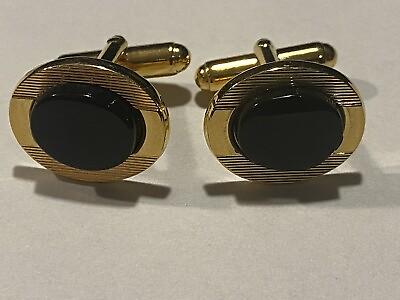#ad Vintage faux black onyx and gold cufflinks $12.00
