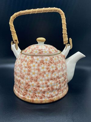 #ad Porcelain Teapot with Filter Asian Style Plum Blossom Pattern E3 $22.99