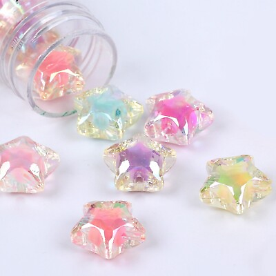 #ad 25 Mixed Color Luster AB Acrylic Star Chunky Beads 20mm quot;Bead inside Beadquot; AU $4.13