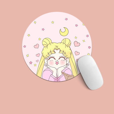#ad Anime Card Captor Sakura Mouse Pads Sailor Moon Pink Round Gaming Mouse Pad NEW $8.09