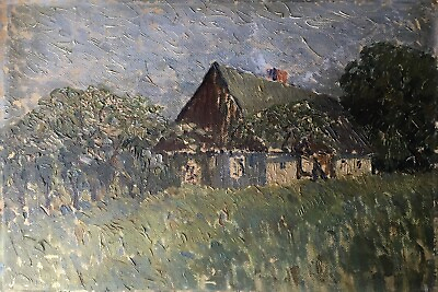 #ad #ad Oil Painting Impressionist Bartsch North German Farmer#x27;s Cottage With Obstbäumen $167.77