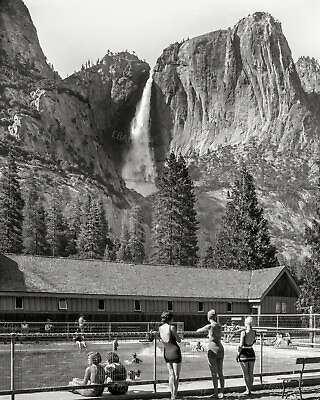 #ad 8x10 Poster Print 40s Yosemite Lodge Pool And Falls Vista California $11.02