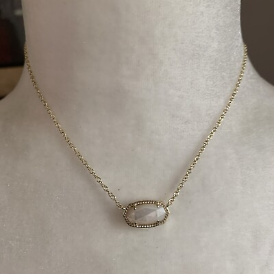 #ad Kendra Scott Elisa White Pearl Gold Pendant Necklace 15 17” $38.00
