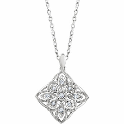 #ad Diamond Granulated Filigree 18quot; Necklace In Sterling Silver 1 10 ct. tw. $269.99